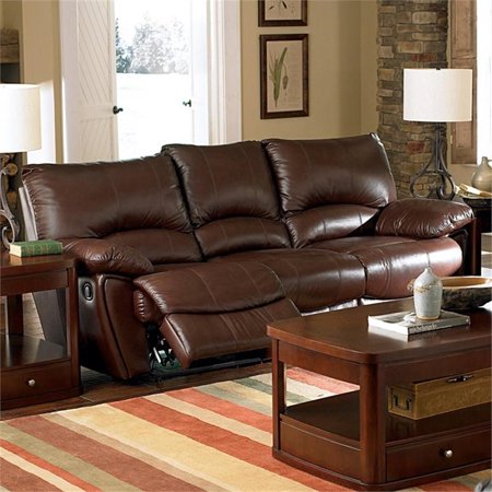 Bowery Hill Leather Reclining Sofa in Chocolate