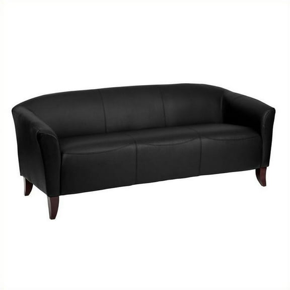 Bowery Hill Leather Sofa in Black and Cherry