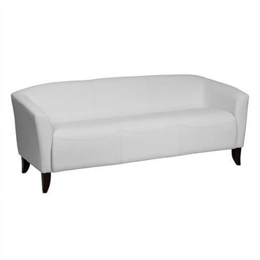 Bowery Hill Leather Sofa in White and Cherry