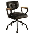 thumbnail image 1 of Bowery Hill Top Grain Leather Vintage Black Office Chair Swivel Button Tufted 32" H x 24" W x 25" D Unassembled, 1 of 5