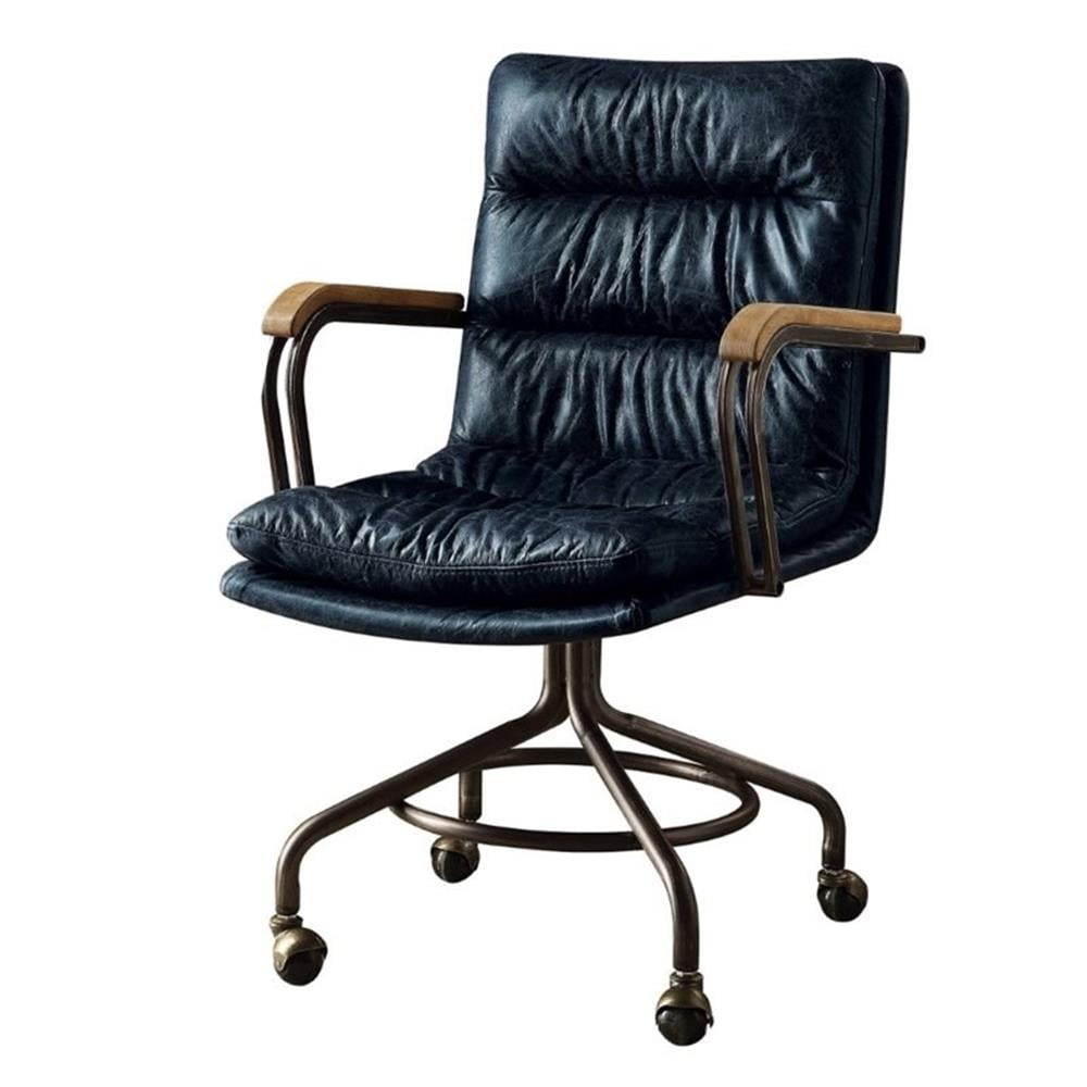 Bowery Hill Leather Swivel Office Chair in Vintage Blue - Walmart.com, image size:1000x1000