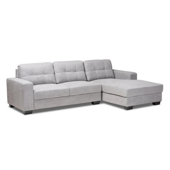 Bowery Hill Light Grey Sectional Sofa with Right Facing Chaise