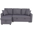 thumbnail image 1 of Bowery Hill Linen Blend Sleeper Sectional Sofa with Storage and Pillows in Gray, 1 of 15
