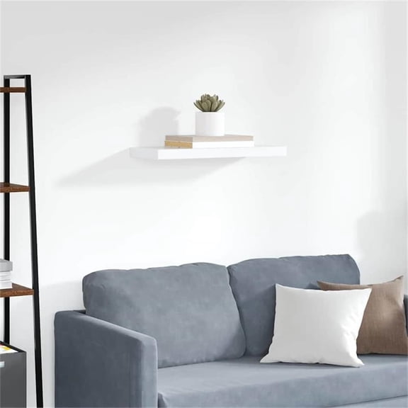 Bowery Hill MDF & Metal Medium Floating Wall Shelf in White Honeycomb