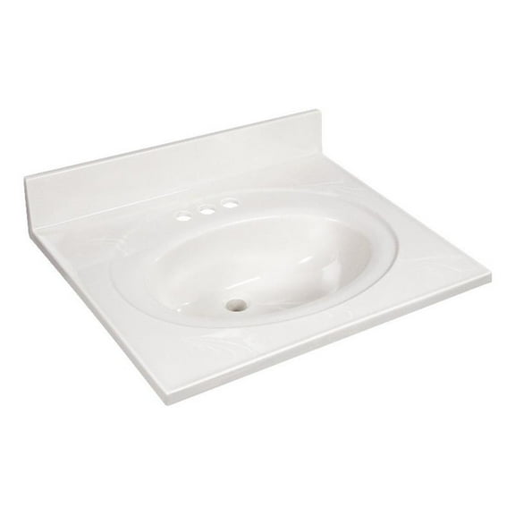 Bowery Hill Marble Single Bowl Vanity Top Solid Ivory Swirl 25 in.