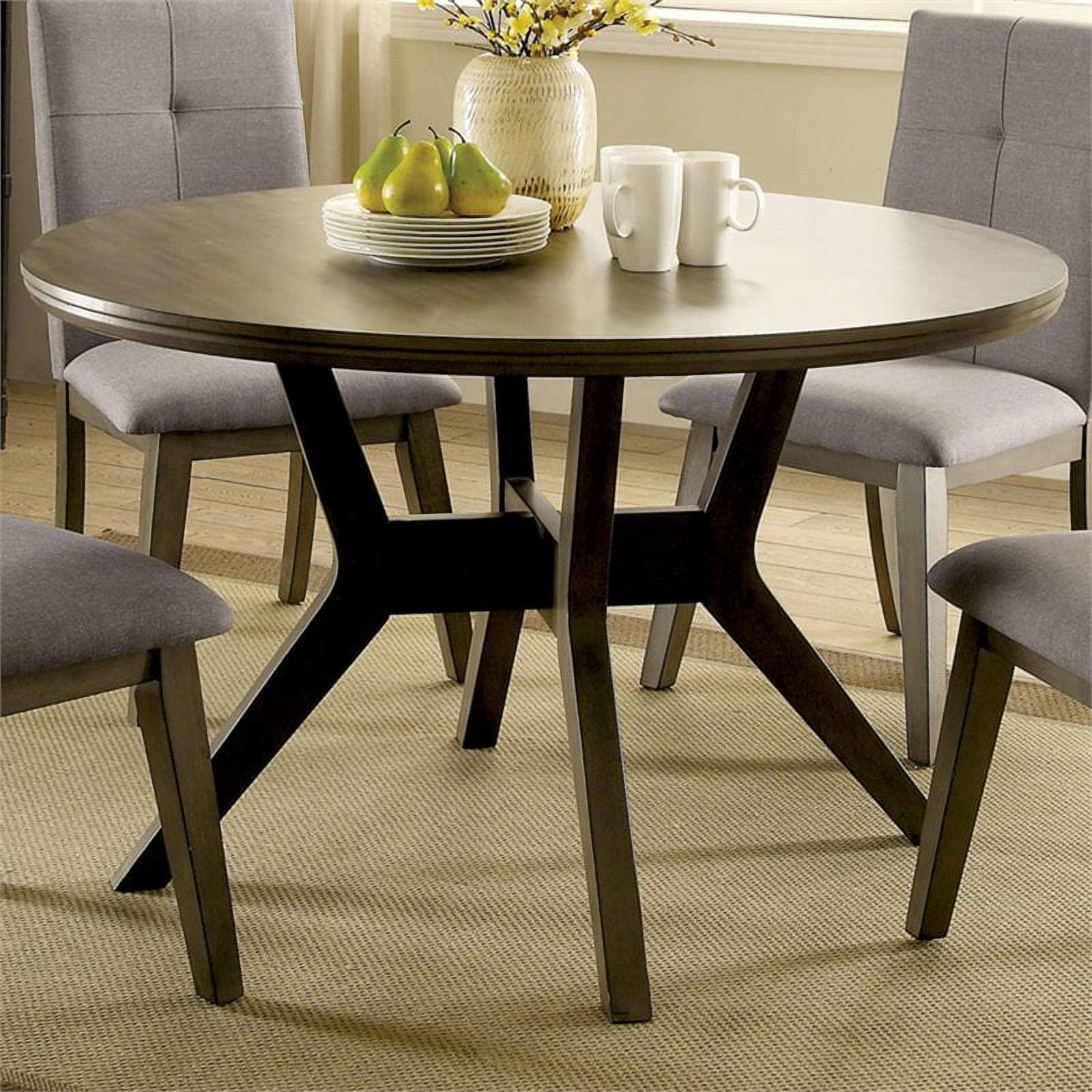 Bowery Hill Mecca Mid-century Wood Round Dining Table in Gray - Walmart.com