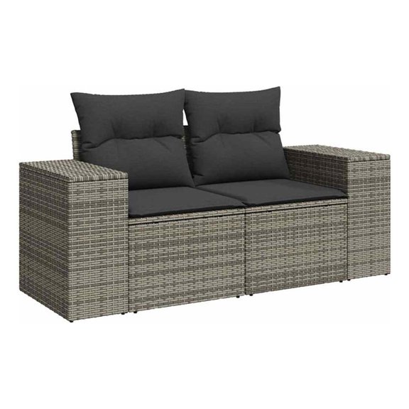 Bowery Hill Medium PE Rattan Garden Sofa With Adjustable Feet in Gray