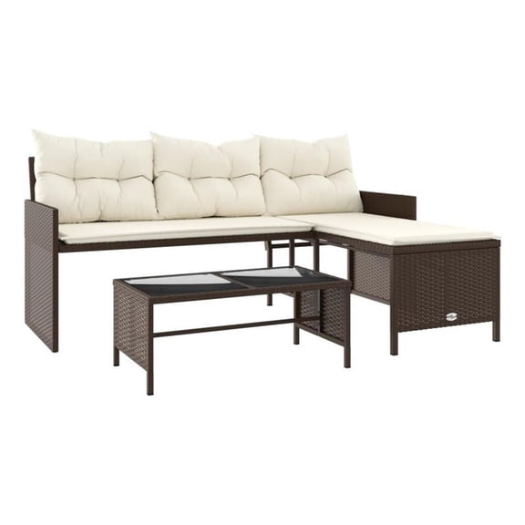 Bowery Hill Medium PE Rattan Garden Sofa With Removable Covers in Brown