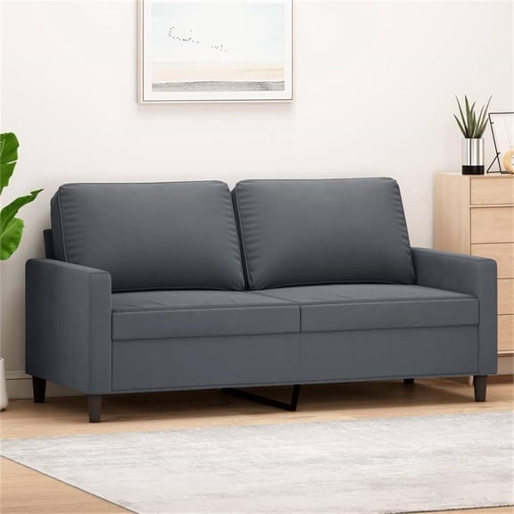 Bowery Hill Metal 2-Seater Sofa in Dark Grey Polyester Velvet