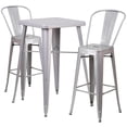 thumbnail image 1 of Bowery Hill Metal 3 Piece Bar Table Set in Silver, 1 of 2