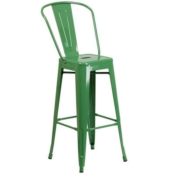 Bowery Hill Metal 30'' Bar Stool in Green