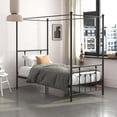 thumbnail image 1 of Bowery Hill Metal Canopy Bed in Twin Size Frame in Black, 1 of 10
