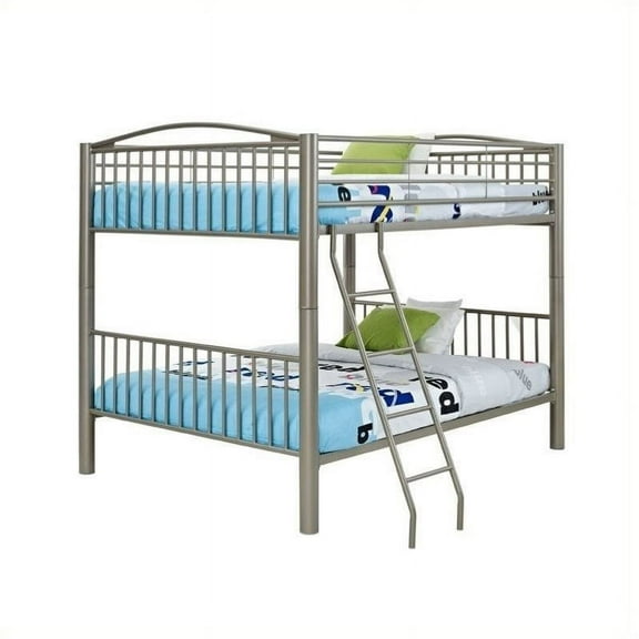 Bowery Hill Metal Full Over Full Bunk Bed in Pewter