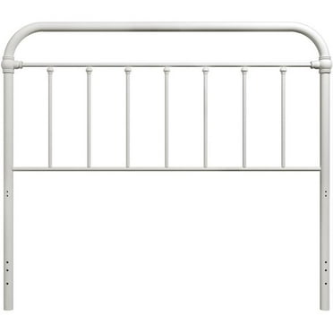 Bowery Hill Metal Full or Queen Round Spindle Headboard in Soft White