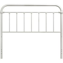 Bowery Hill Metal Full or Queen Round Spindle Headboard in Soft White