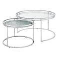 thumbnail image 1 of Bowery Hill Metal Glass Top 2-Piece Nesting Tables Set in Chrome, 1 of 6