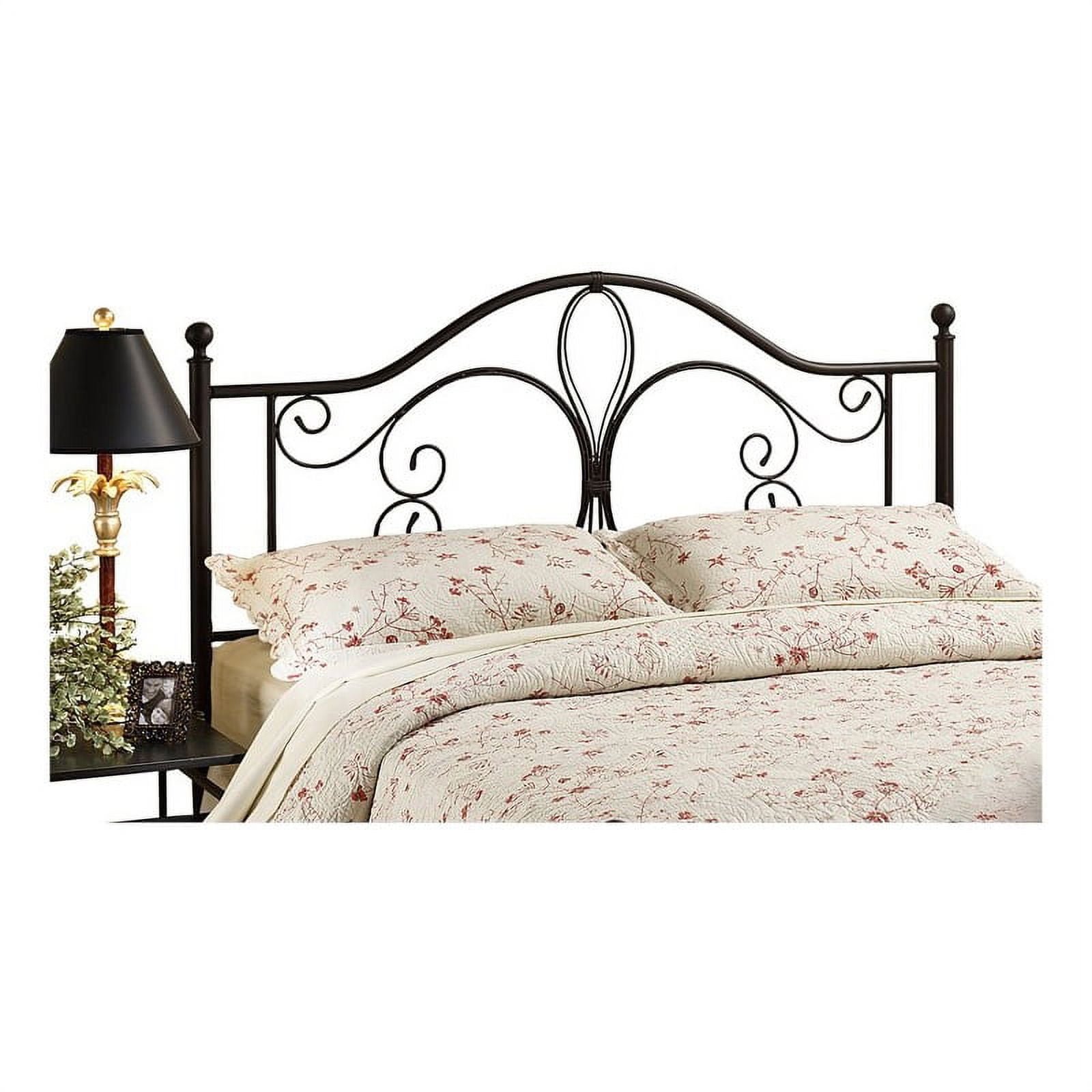 Bowery Hill Metal King Headboard with Rails in Antique Brown