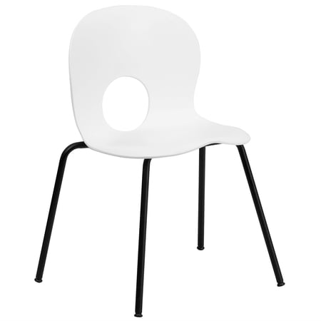 Bowery Hill Metal/Plastic Designer Stacking Chair in White/Black