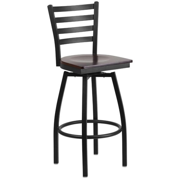 Bowery Hill Metal Black Walnut Bar Stool Rectangular Swivel 44.5" Unassembled