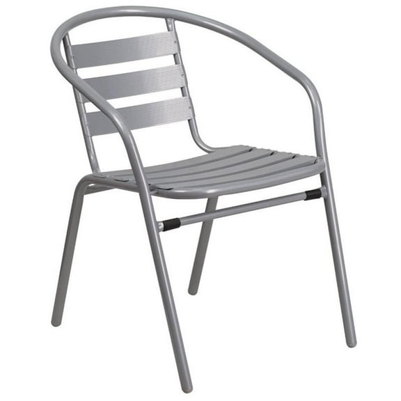 Bowery Hill Metal Stacking Patio Chair in Silver