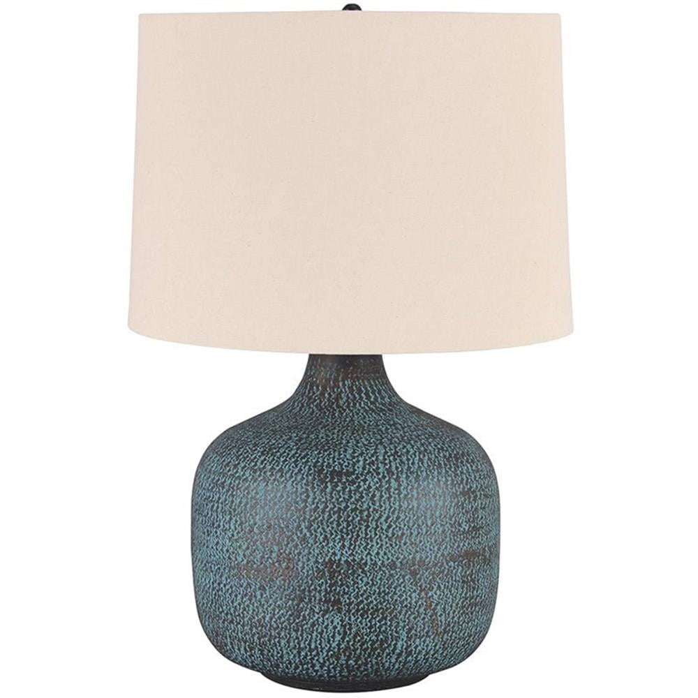 Malthace 24.5" Hammered Bronze and Beige Table Lamp