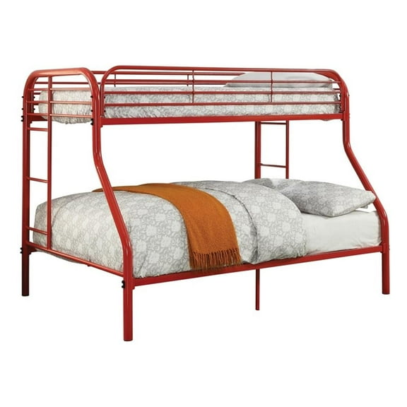 Bowery Hill Metal Twin over Full Bunk Bed in Red