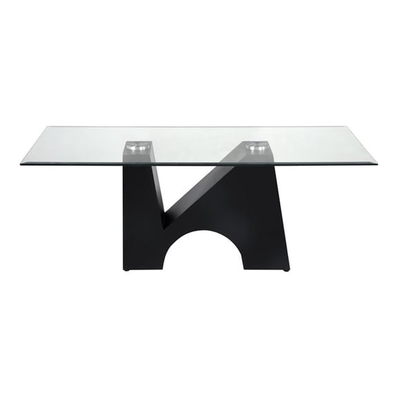 Bowery Hill Metal and Glass Top Rectangle Coffee Table in Black