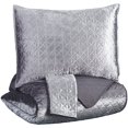 thumbnail image 1 of Bowery Hill Microfiber 3 Piece Sheen Velvet King Coverlet Set in Gray, 1 of 1