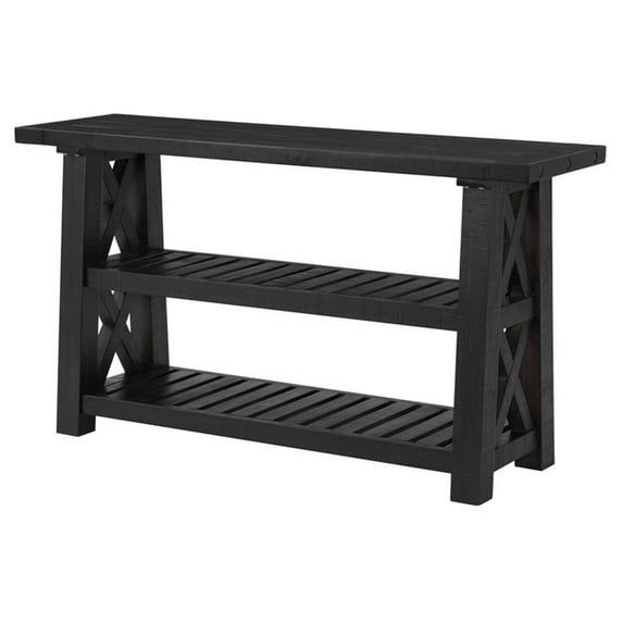 Bowery Hill Mid-Century 55" Solid Wood Sofa Table Black Stain