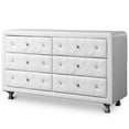 thumbnail image 1 of Bowery Hill Mid-Century 6 Drawer Faux Leather Double Dresser in White, 1 of 5