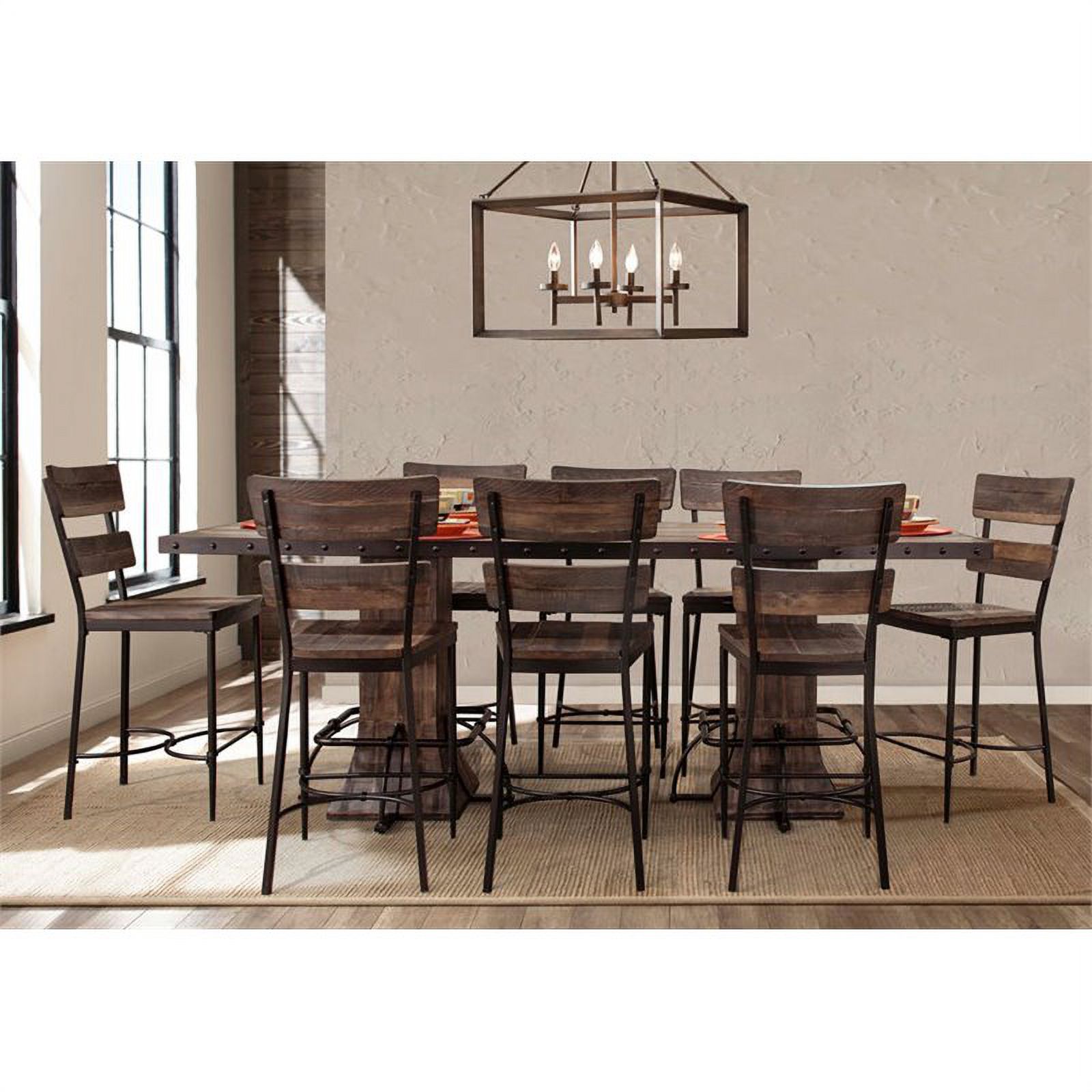 Bowery Hill Mid Century 9 Piece Counter Height Dining Set in Walnut