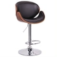 thumbnail image 1 of Bowery Hill Mid-Century Bar Stool in Walnut and Black Faux Leather, 1 of 1