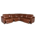 thumbnail image 1 of Bowery Hill Mid-Century Brown Leather Power Reclining Sectional, 1 of 10