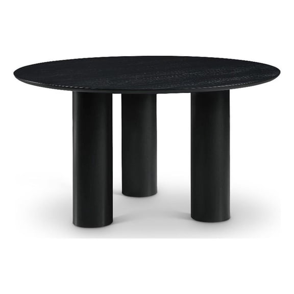 Bowery Hill Mid-Century Modern Oak Veneer Rich Black Dining Table
