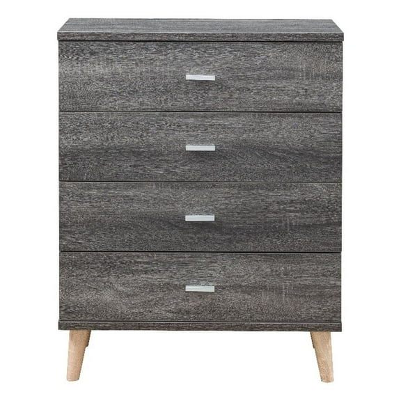 Bowery Hill Mid-Century Modern Wood 4-Drawer Chest in Dark Gray