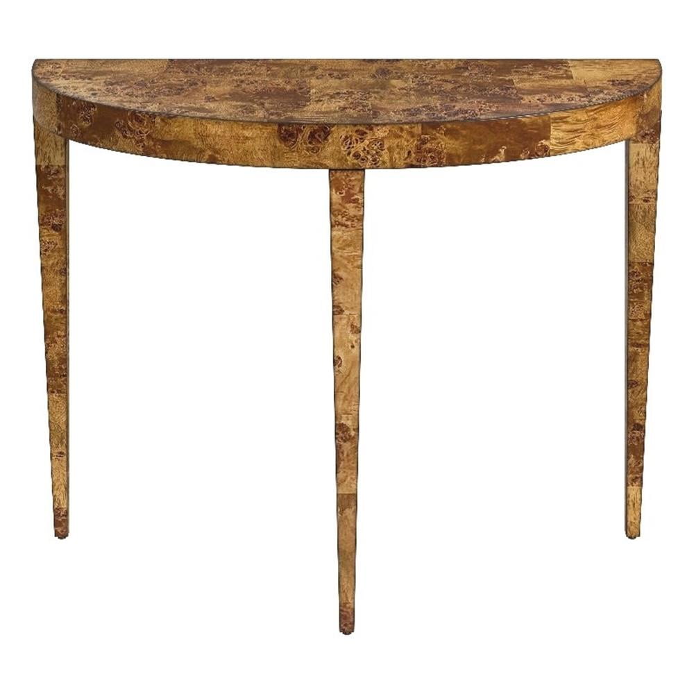 Chester 36" Honey Burl Wood Demilune Console Table