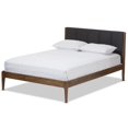 thumbnail image 1 of Bowery Hill Mid-century Queen Platform Bed in Gray and Walnut Brown, 1 of 8