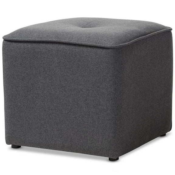 Bowery Hill Modern 16" Square Ottoman in Dark Gray