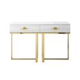 thumbnail image 1 of Bowery Hill Modern 2-Drawers Stainless Steel Base Console Table White/Gold, 1 of 10