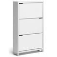 thumbnail image 1 of Bowery Hill Modern 3 Shelf Shoe Storage Cabinet in White, 1 of 5