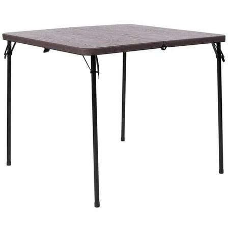 Bowery Hill Modern 34" Square Plastic Bi-Fold Table in Brown