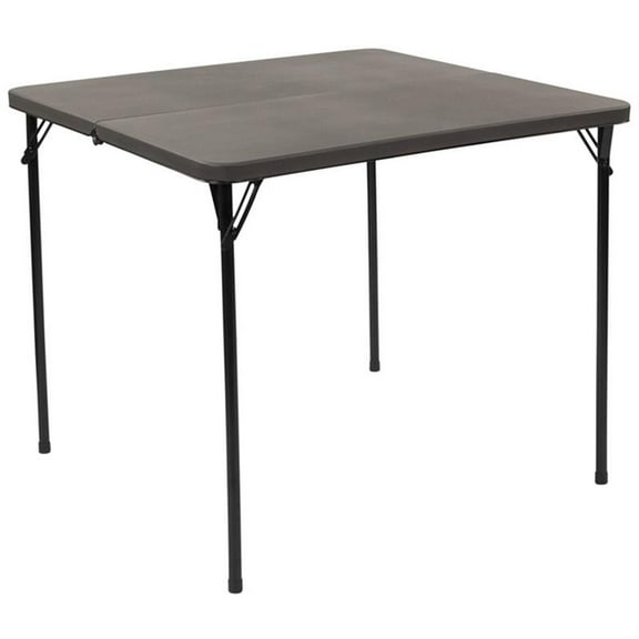 Bowery Hill Modern 34" Square Plastic Bi-Fold Table in Dark Gray