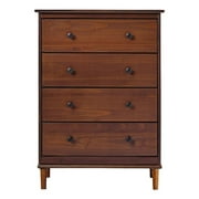 Bowery Hill Modern 40H Solid Wood Bedroom Dresser with 4-Drawers in Walnut