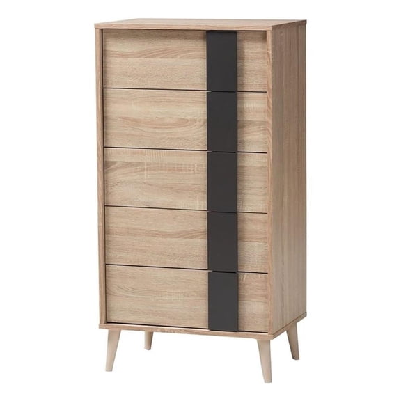 Bowery Hill Engineered Wood Light Oak Brown Chest Rectangular 45.4"H Unassembled