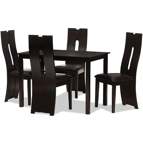 Bowery Hill Modern 5 Piece Dining Set in Dark Brown