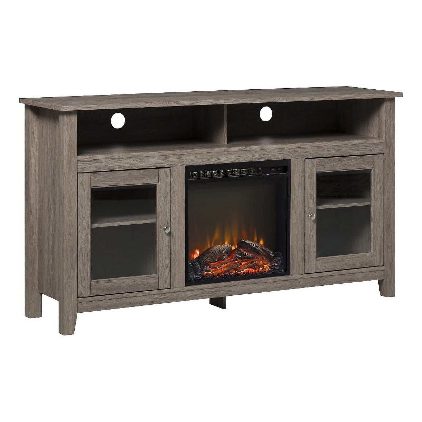 Bowery Hill Modern 58" Wood Fireplace TV Stand in Driftwood Finish