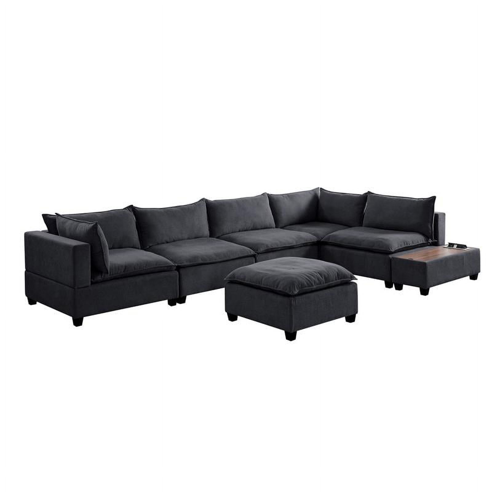 Bowery Hill Modern 7 PC Fabric Sectional Sofa with USB Storage Console ...