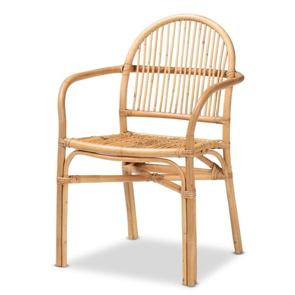 Bowery Hill Modern Bohemian Natural Brown Rattan Dining Chair