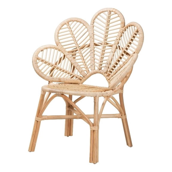 Bowery Hill Modern Bohemian Natural Brown Rattan Flower Chair