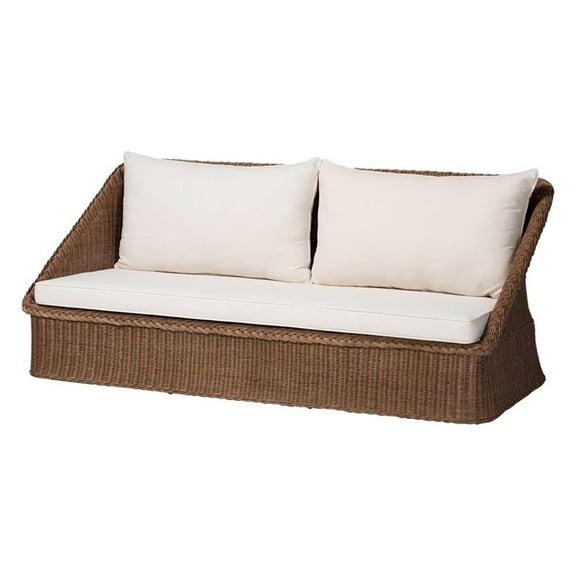 Bowery Hill Modern Bohemian Peanut Brown Braided Rattan Sofa